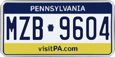 PA license plate MZB9604