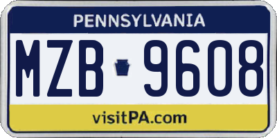 PA license plate MZB9608