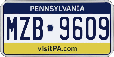 PA license plate MZB9609