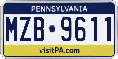 PA license plate MZB9611