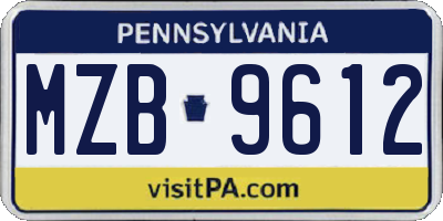 PA license plate MZB9612