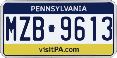 PA license plate MZB9613
