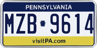PA license plate MZB9614