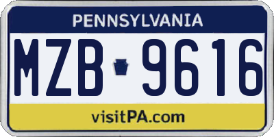 PA license plate MZB9616