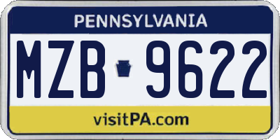 PA license plate MZB9622