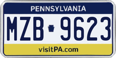 PA license plate MZB9623