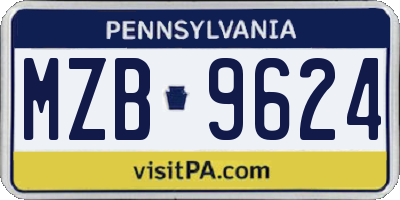 PA license plate MZB9624