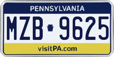 PA license plate MZB9625