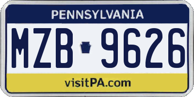 PA license plate MZB9626