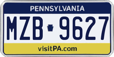 PA license plate MZB9627