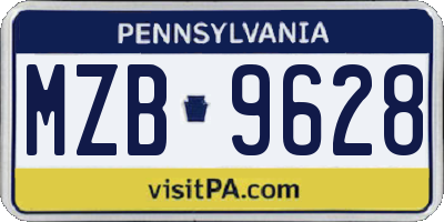 PA license plate MZB9628