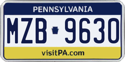 PA license plate MZB9630