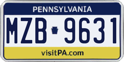 PA license plate MZB9631