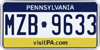 PA license plate MZB9633
