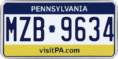 PA license plate MZB9634