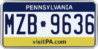 PA license plate MZB9636