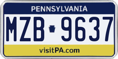 PA license plate MZB9637