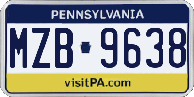 PA license plate MZB9638