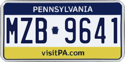 PA license plate MZB9641