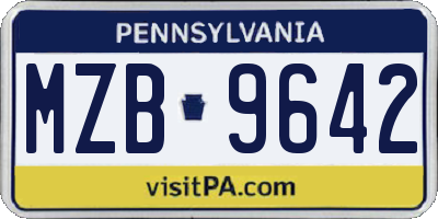 PA license plate MZB9642