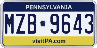PA license plate MZB9643