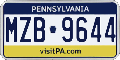 PA license plate MZB9644