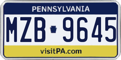 PA license plate MZB9645