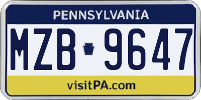 PA license plate MZB9647