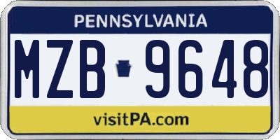 PA license plate MZB9648