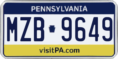 PA license plate MZB9649