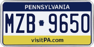 PA license plate MZB9650