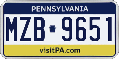 PA license plate MZB9651