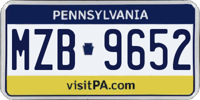 PA license plate MZB9652