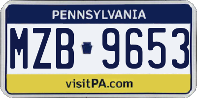 PA license plate MZB9653