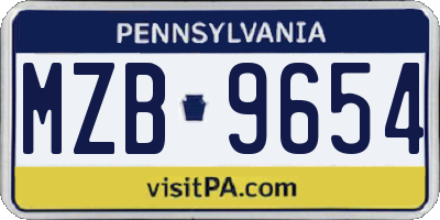 PA license plate MZB9654