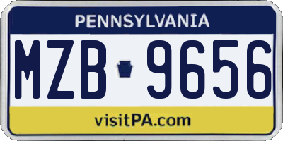 PA license plate MZB9656
