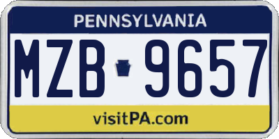 PA license plate MZB9657