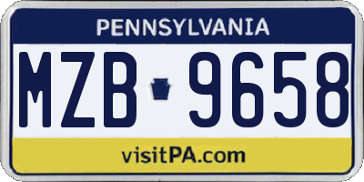 PA license plate MZB9658