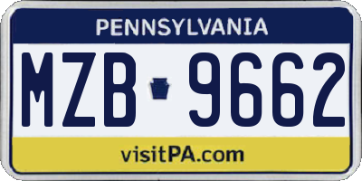 PA license plate MZB9662