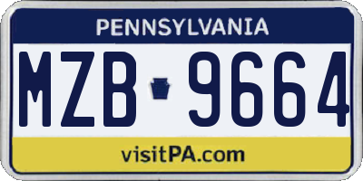 PA license plate MZB9664
