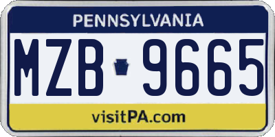 PA license plate MZB9665