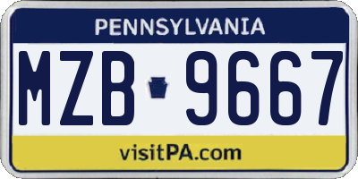 PA license plate MZB9667