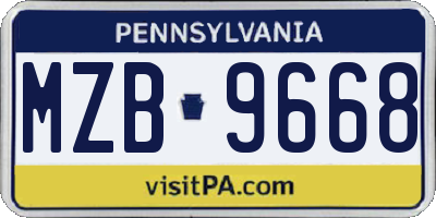 PA license plate MZB9668