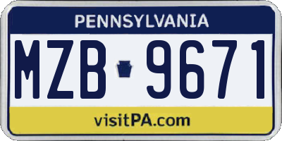 PA license plate MZB9671