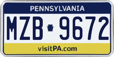 PA license plate MZB9672