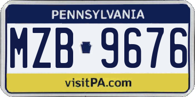 PA license plate MZB9676