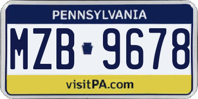 PA license plate MZB9678