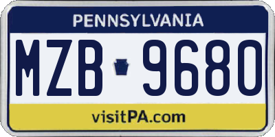PA license plate MZB9680