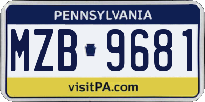 PA license plate MZB9681
