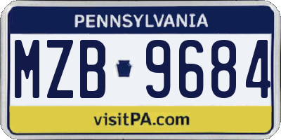 PA license plate MZB9684